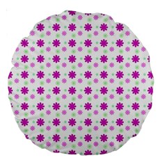 Background Flowers Multicolor Purple Large 18  Premium Round Cushions