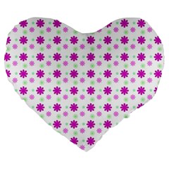 Background Flowers Multicolor Purple Large 19  Premium Heart Shape Cushions