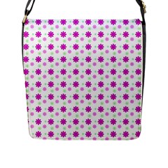 Background Flowers Multicolor Purple Flap Closure Messenger Bag (l)