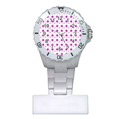 Background Flowers Multicolor Purple Plastic Nurses Watch