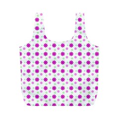 Background Flowers Multicolor Purple Full Print Recycle Bag (m)