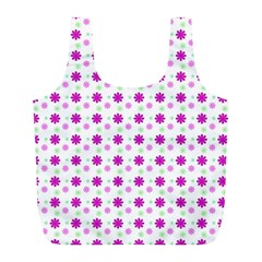 Background Flowers Multicolor Purple Full Print Recycle Bag (l)