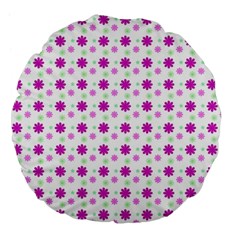 Background Flowers Multicolor Purple Large 18  Premium Flano Round Cushions