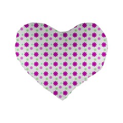 Background Flowers Multicolor Purple Standard 16  Premium Flano Heart Shape Cushions