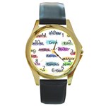 Strategy Communication Round Gold Metal Watch Front