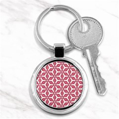 White Red Flowers Texture Key Chain (round) by HermanTelo