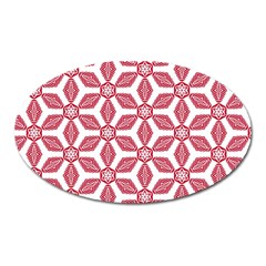 White Red Flowers Texture Oval Magnet by HermanTelo