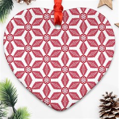 White Red Flowers Texture Heart Ornament (two Sides)