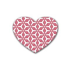 White Red Flowers Texture Heart Coaster (4 Pack) 