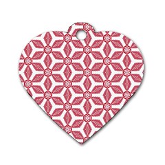 White Red Flowers Texture Dog Tag Heart (two Sides)