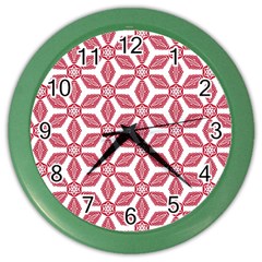 White Red Flowers Texture Color Wall Clock