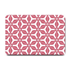 White Red Flowers Texture Small Doormat 