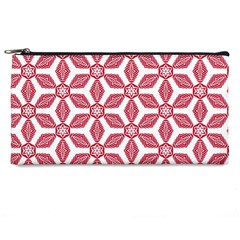 White Red Flowers Texture Pencil Cases