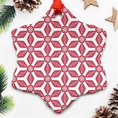 White Red Flowers Texture Snowflake Ornament (two Sides)