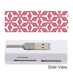 White Red Flowers Texture Memory Card Reader (stick)