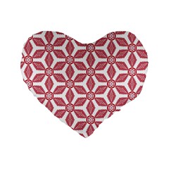 White Red Flowers Texture Standard 16  Premium Heart Shape Cushions