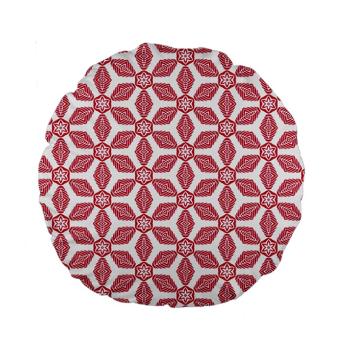 White Red Flowers Texture Standard 15  Premium Flano Round Cushions