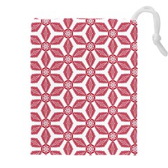 White Red Flowers Texture Drawstring Pouch (5xl) by HermanTelo