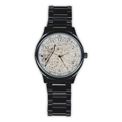 Beach Sand Stainless Steel Round Watch by Fractalsandkaleidoscopes