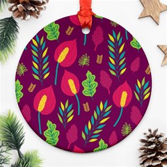 Tropical Flowers On Deep Magenta Ornament (round) by mccallacoulture