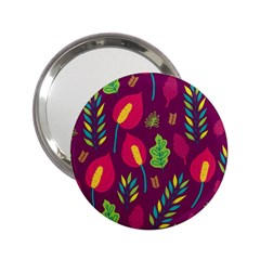 Tropical Flowers On Deep Magenta 2 25  Handbag Mirrors by mccallacoulture