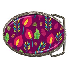 Tropical Flowers On Deep Magenta Belt Buckles by mccallacoulture