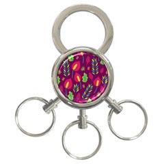 Tropical Flowers On Deep Magenta 3-ring Key Chain by mccallacoulture