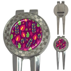 Tropical Flowers On Deep Magenta 3-in-1 Golf Divots by mccallacoulture