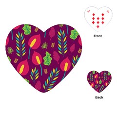 Tropical Flowers On Deep Magenta Playing Cards Single Design (heart) by mccallacoulture