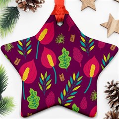 Tropical Flowers On Deep Magenta Star Ornament (two Sides) by mccallacoulture