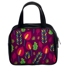 Tropical Flowers On Deep Magenta Classic Handbag (two Sides) by mccallacoulture