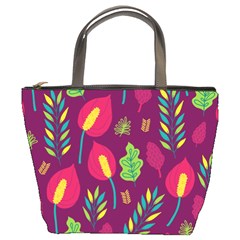 Tropical Flowers On Deep Magenta Bucket Bag by mccallacoulture