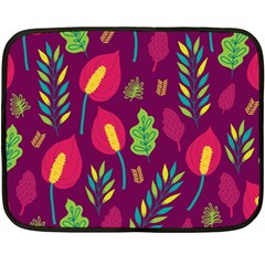 Tropical Flowers On Deep Magenta Fleece Blanket (mini) by mccallacoulture