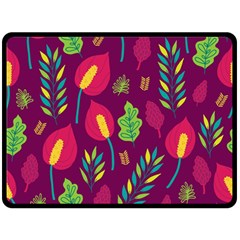 Tropical Flowers On Deep Magenta Fleece Blanket (large)  by mccallacoulture