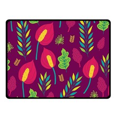 Tropical Flowers On Deep Magenta Fleece Blanket (small) by mccallacoulture