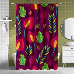 Tropical Flowers On Deep Magenta Shower Curtain 48  X 72  (small)  by mccallacoulture