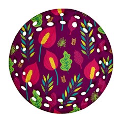 Tropical Flowers On Deep Magenta Ornament (round Filigree)