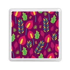 Tropical Flowers On Deep Magenta Memory Card Reader (square)