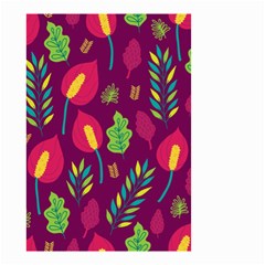 Tropical Flowers On Deep Magenta Small Garden Flag (two Sides)