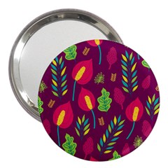 Tropical Flowers On Deep Magenta 3  Handbag Mirrors by mccallacoulture