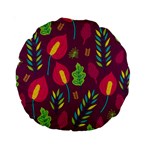 Tropical Flowers on Deep Magenta Standard 15  Premium Round Cushions Back