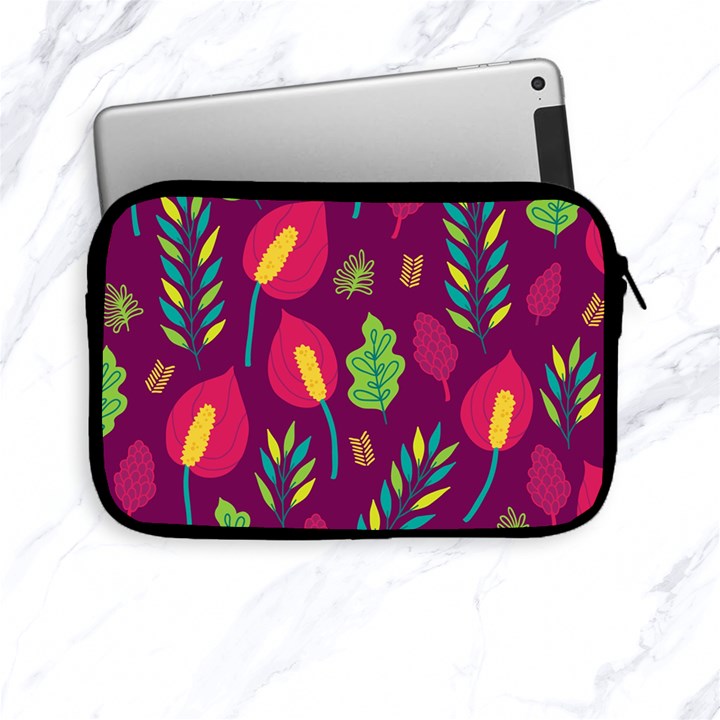 Tropical Flowers on Deep Magenta Apple iPad Mini Zipper Cases