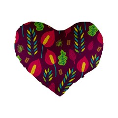 Tropical Flowers On Deep Magenta Standard 16  Premium Flano Heart Shape Cushions