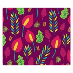 Tropical Flowers On Deep Magenta Double Sided Flano Blanket (small)  by mccallacoulture