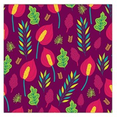 Tropical Flowers On Deep Magenta Large Satin Scarf (square)