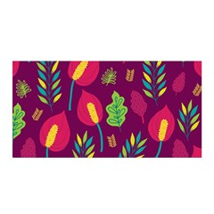 Tropical Flowers On Deep Magenta Satin Wrap