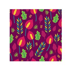 Tropical Flowers On Deep Magenta Small Satin Scarf (square) by mccallacoulture