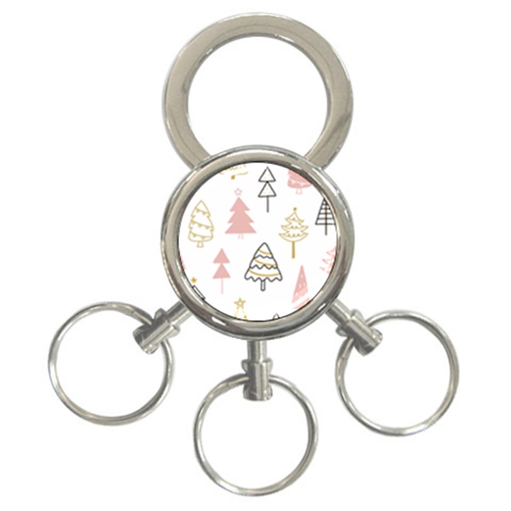 Christmas Pattern 3-Ring Key Chain