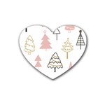 Christmas Pattern Heart Coaster (4 pack)  Front