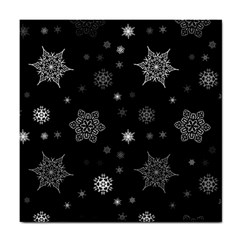 Christmas Snowflake Seamless Pattern With Tiled Falling Snow Tile Coaster by Vaneshart